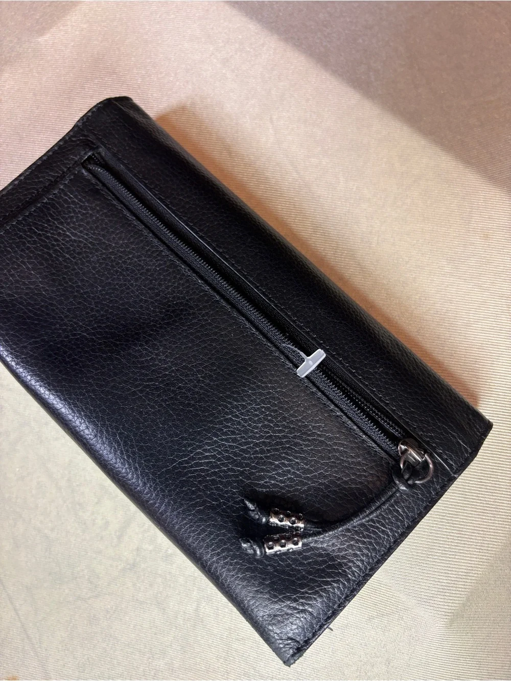Via Spiga Black Leather Studded Clutch Wallet